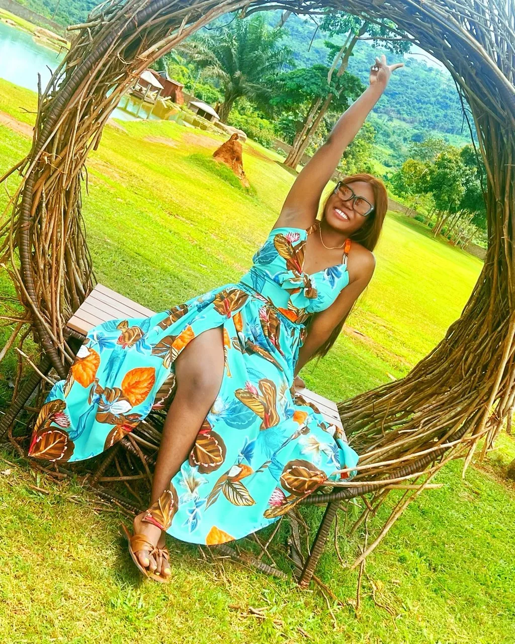 Garden black dress portrait